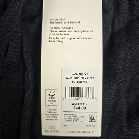 CALIA by Carrie Underwood Women XS Pure Black Dolphin Swim Coverup Lounge Shorts - Picture 6 of 6